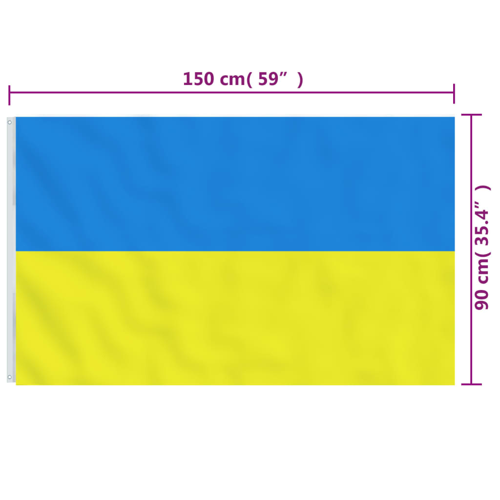 Ukraine flag med messingøjer 90x150 cm