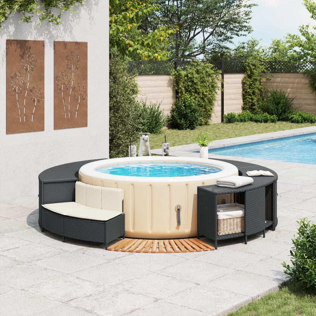 spakant polyrattan og massivt akacietræ sort