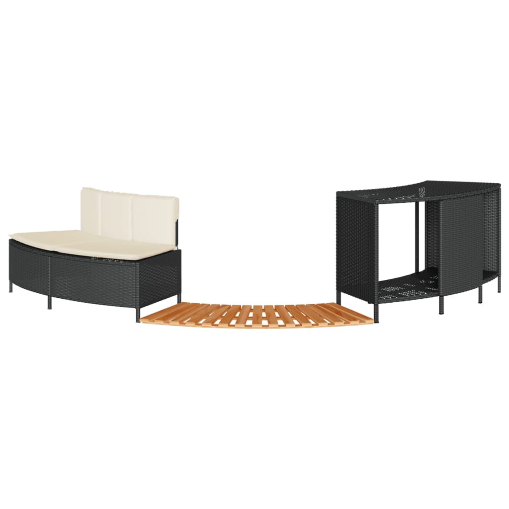 spakant polyrattan og massivt akacietræ sort