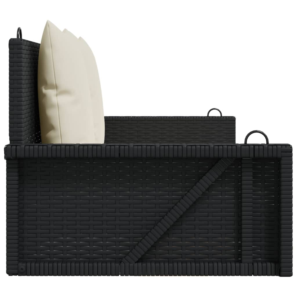 gyngebænk med hynder 119x56x48 cm polyrattan sort