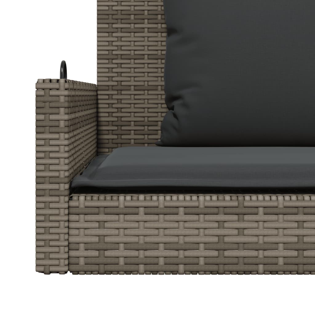 gyngebænk med hynder 119x56x48 cm polyrattan grå
