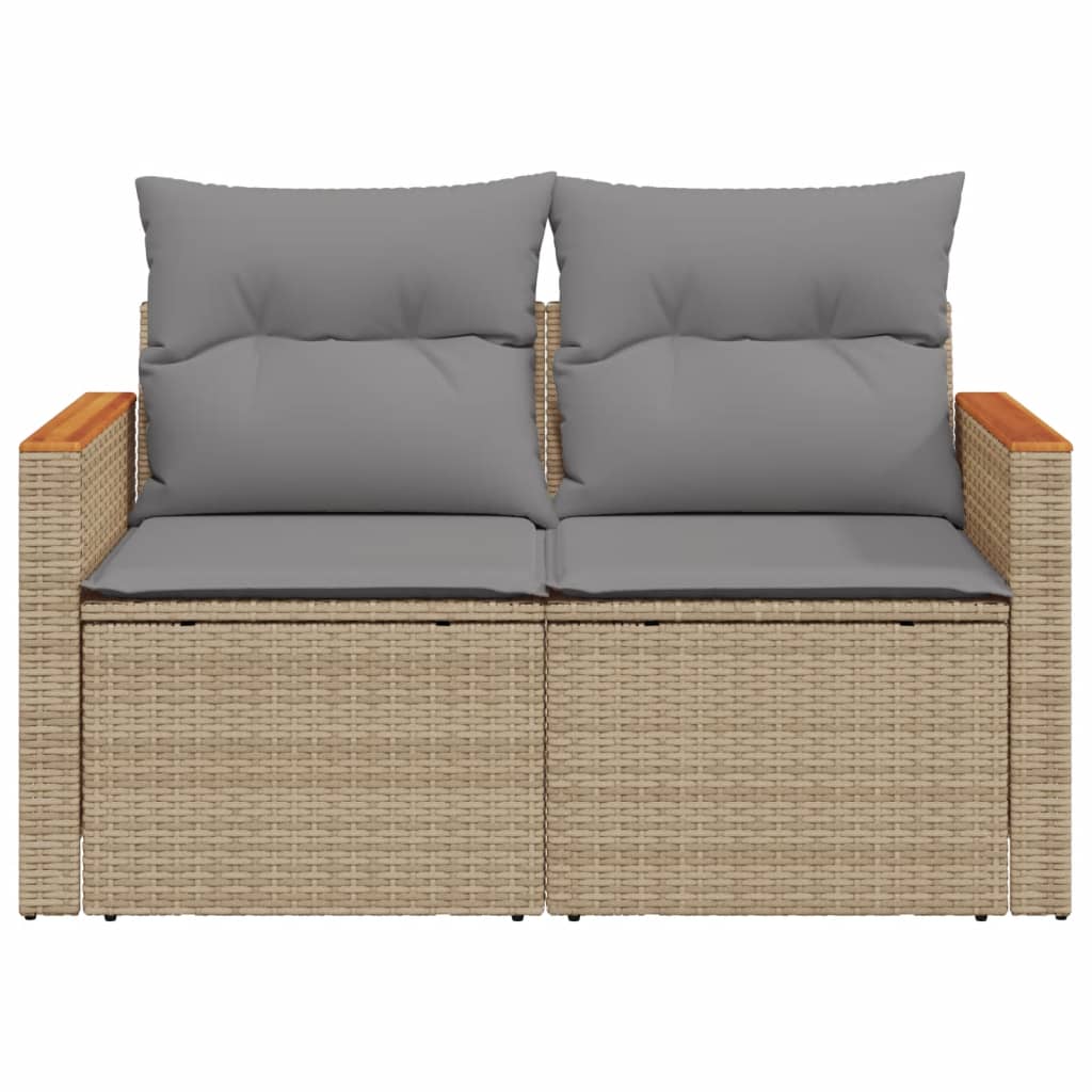 2-Personen-Gartensofa mit Kissen Polyrattan Beige