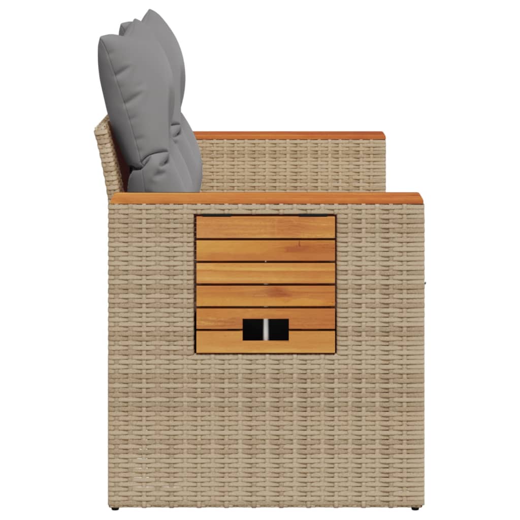2-Personen-Gartensofa mit Kissen Polyrattan Beige