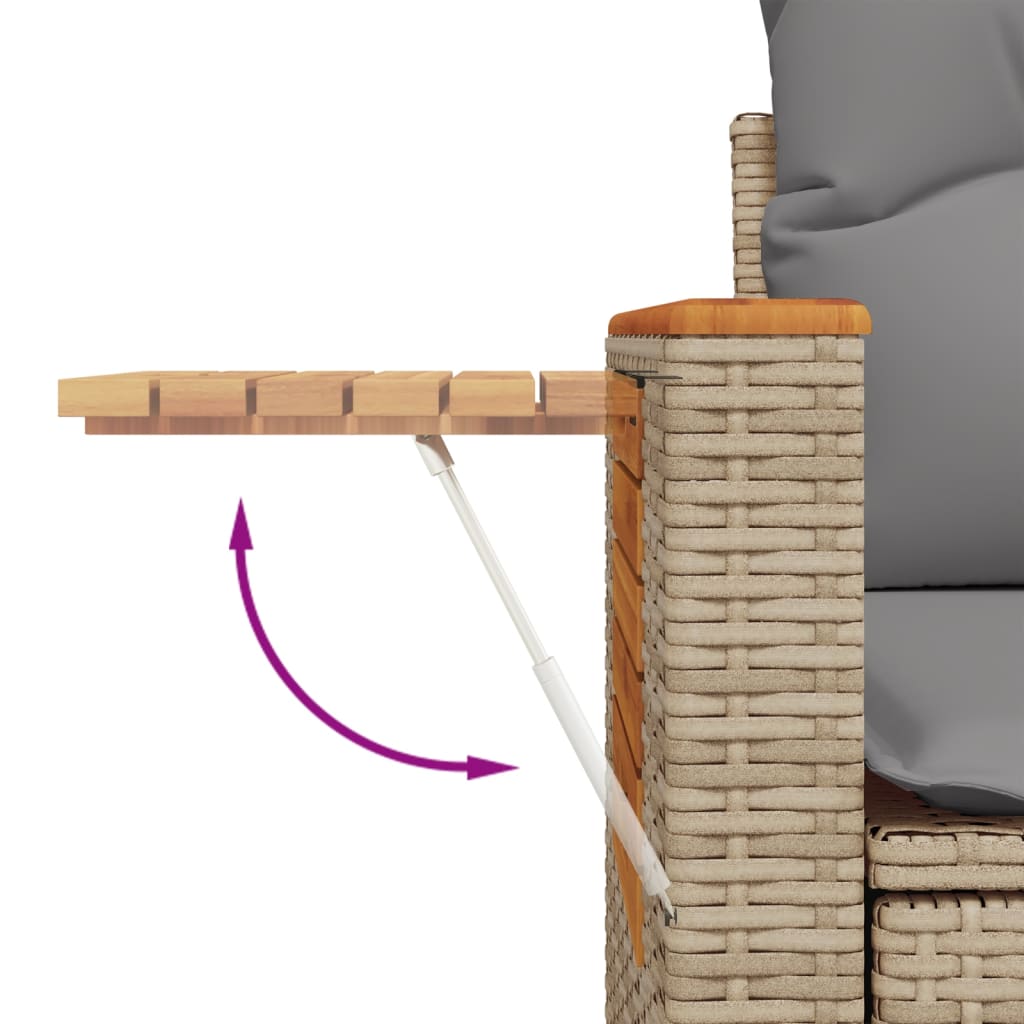 2-Personen-Gartensofa mit Kissen Polyrattan Beige