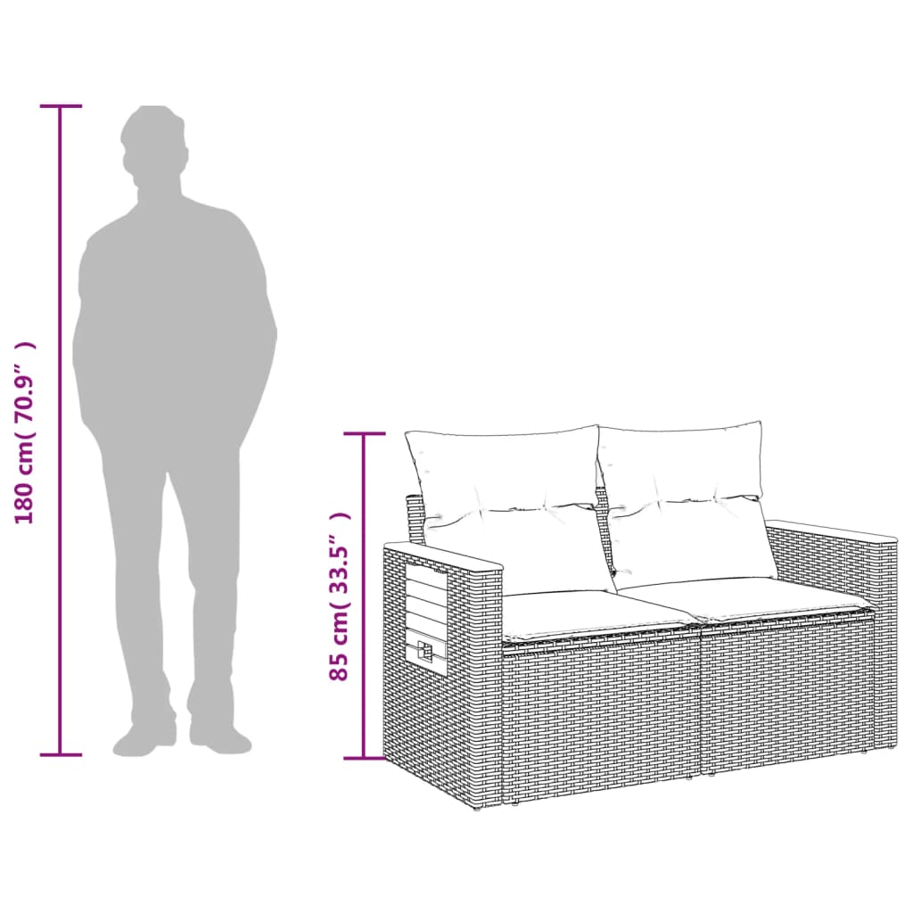 2-Personen-Gartensofa mit Kissen Polyrattan Beige