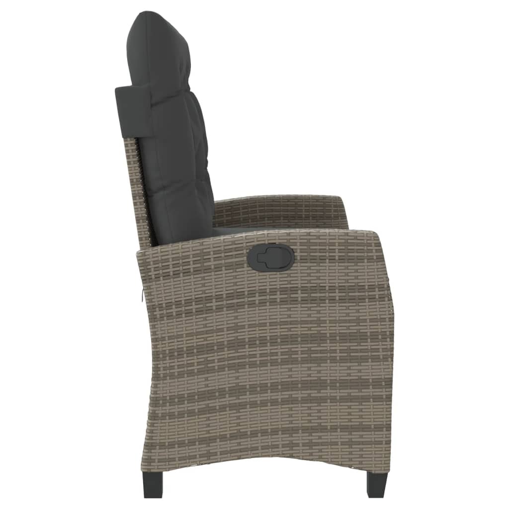 havebænk med hynder og lænefunktion polyrattan grå