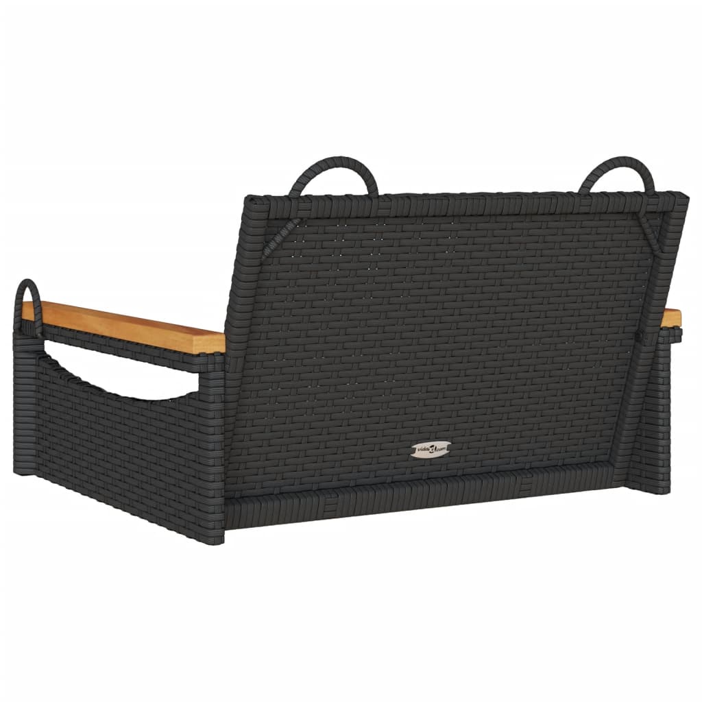 gyngebænk 63x62x40 cm polyrattan sort