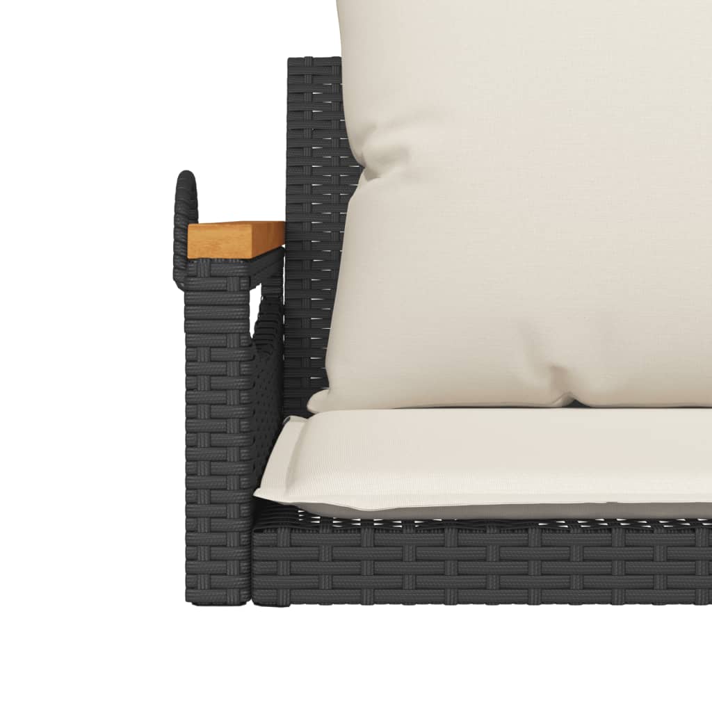 gyngebænk med hynder 63x62x40 cm polyrattan sort