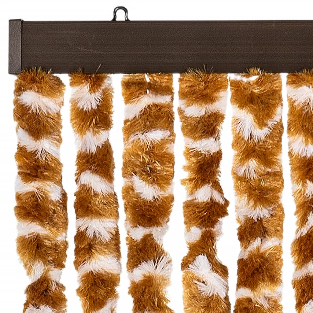 flueforhæng 56x200 cm chenille okkergul og hvid