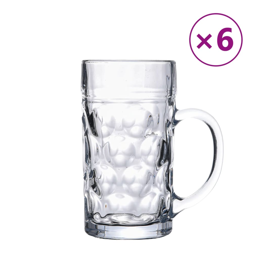 ølglas 6 stk. med håndtag 1000 ml
