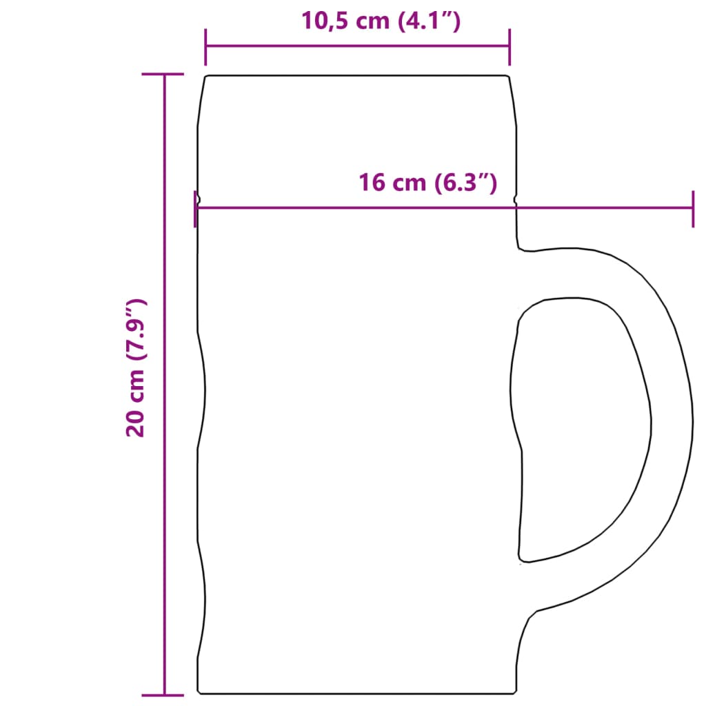 ølglas 6 stk. med håndtag 1000 ml