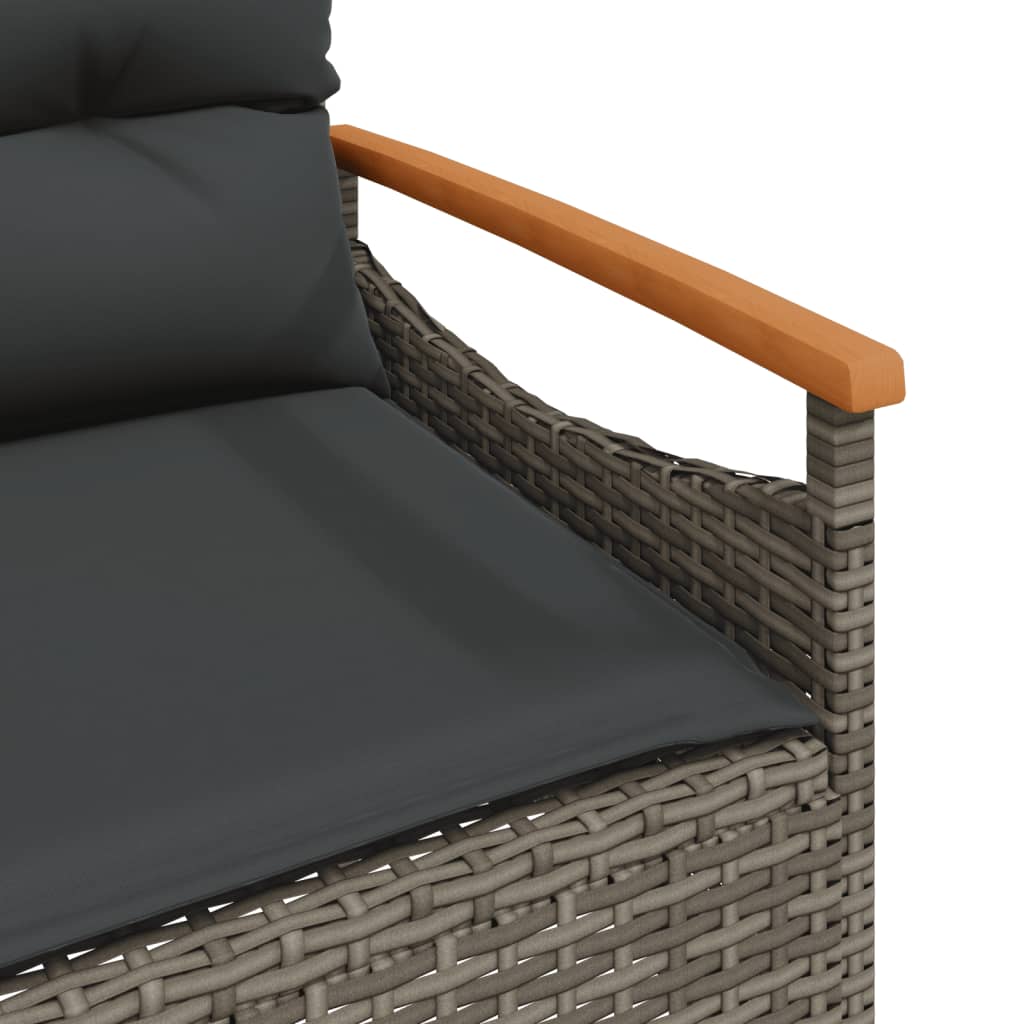 havebænk med hynder 116x62,5x74 cm polyrattan grå