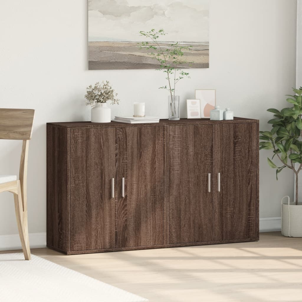 skænke 2 stk. 60x31x70 cm konstrueret træ brun egetræsfarve