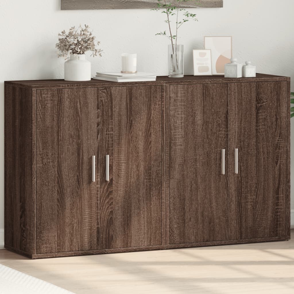 skænke 2 stk. 60x31x70 cm konstrueret træ brun egetræsfarve