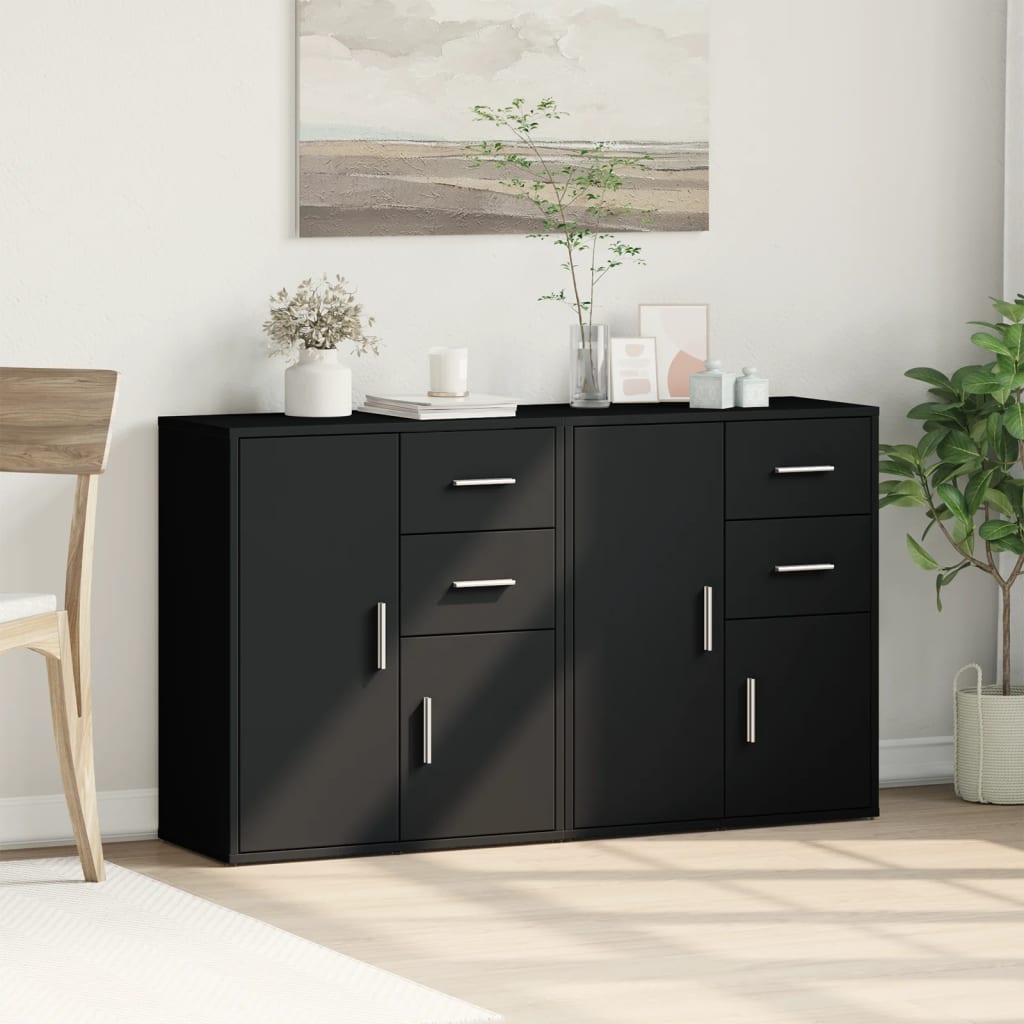 skænke 2 stk. 60x31x70 cm konstrueret træ sort