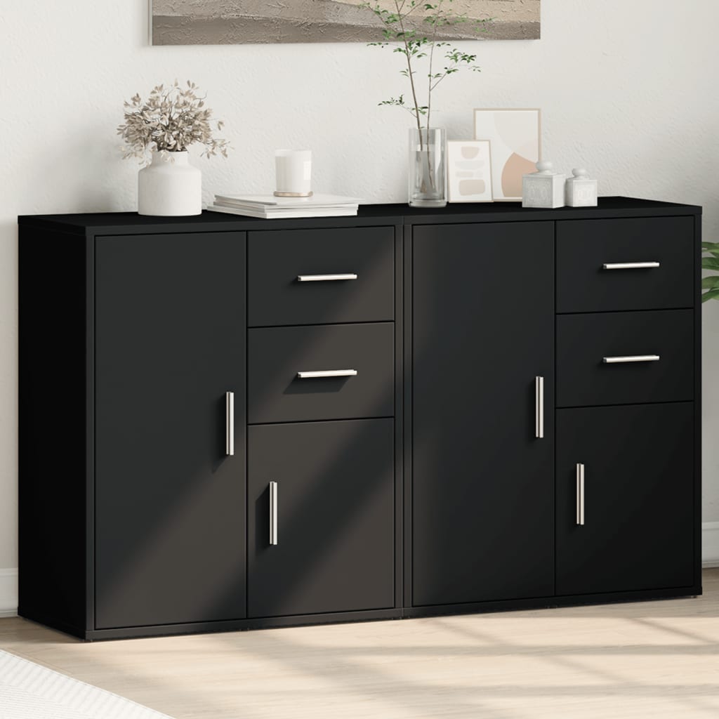 skænke 2 stk. 60x31x70 cm konstrueret træ sort