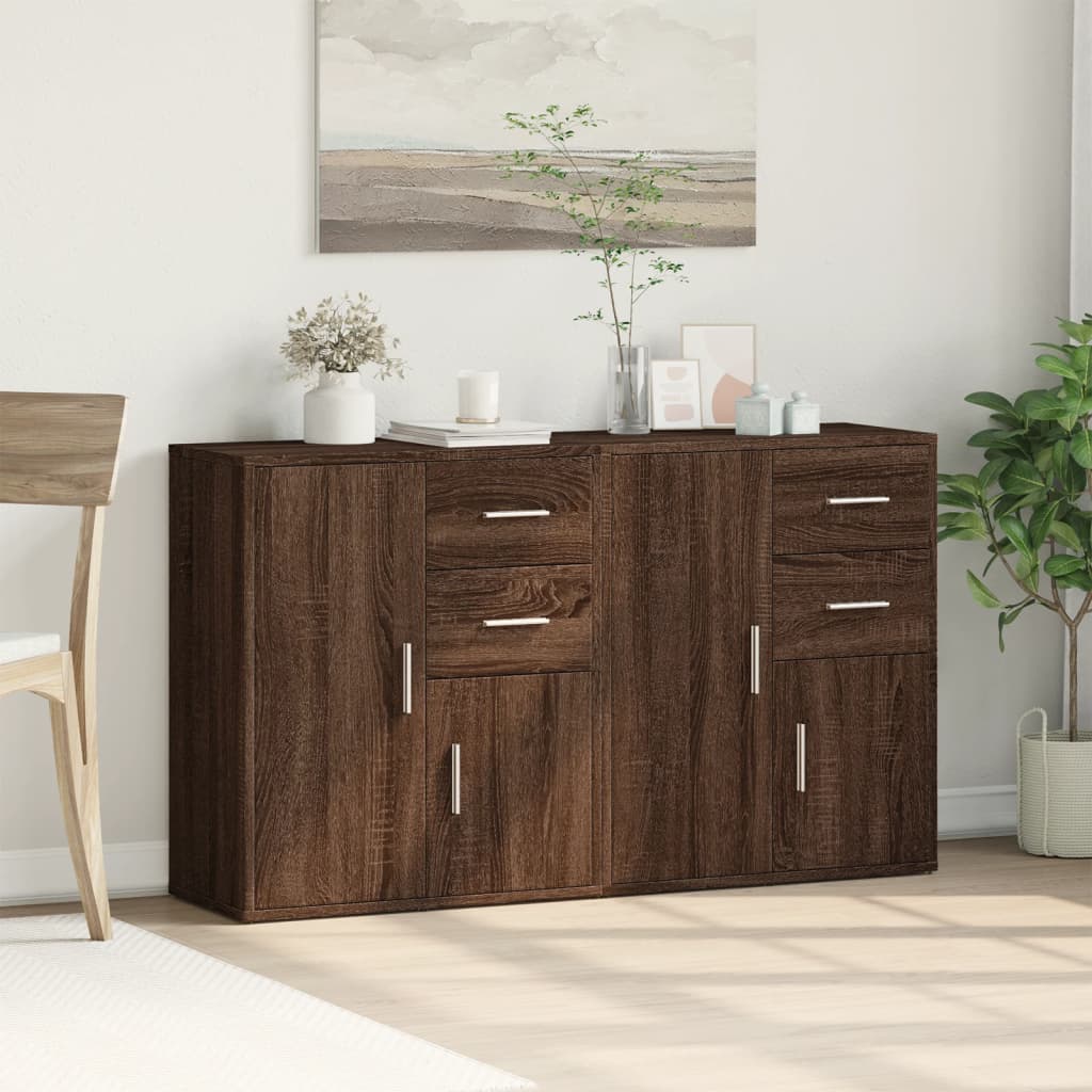 skænke 2 stk. 60x31x70 cm konstrueret træ brun egetræsfarve