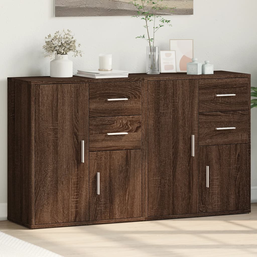skænke 2 stk. 60x31x70 cm konstrueret træ brun egetræsfarve