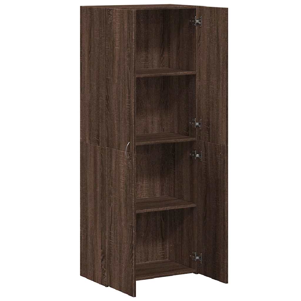 arkivskab 60x32x153 cm konstrueret træ brun egetræsfarve