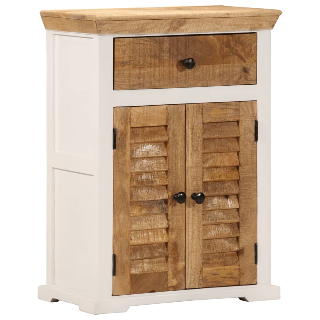skænk 55x30x73 cm massivt ru mangotræ hvid og brun