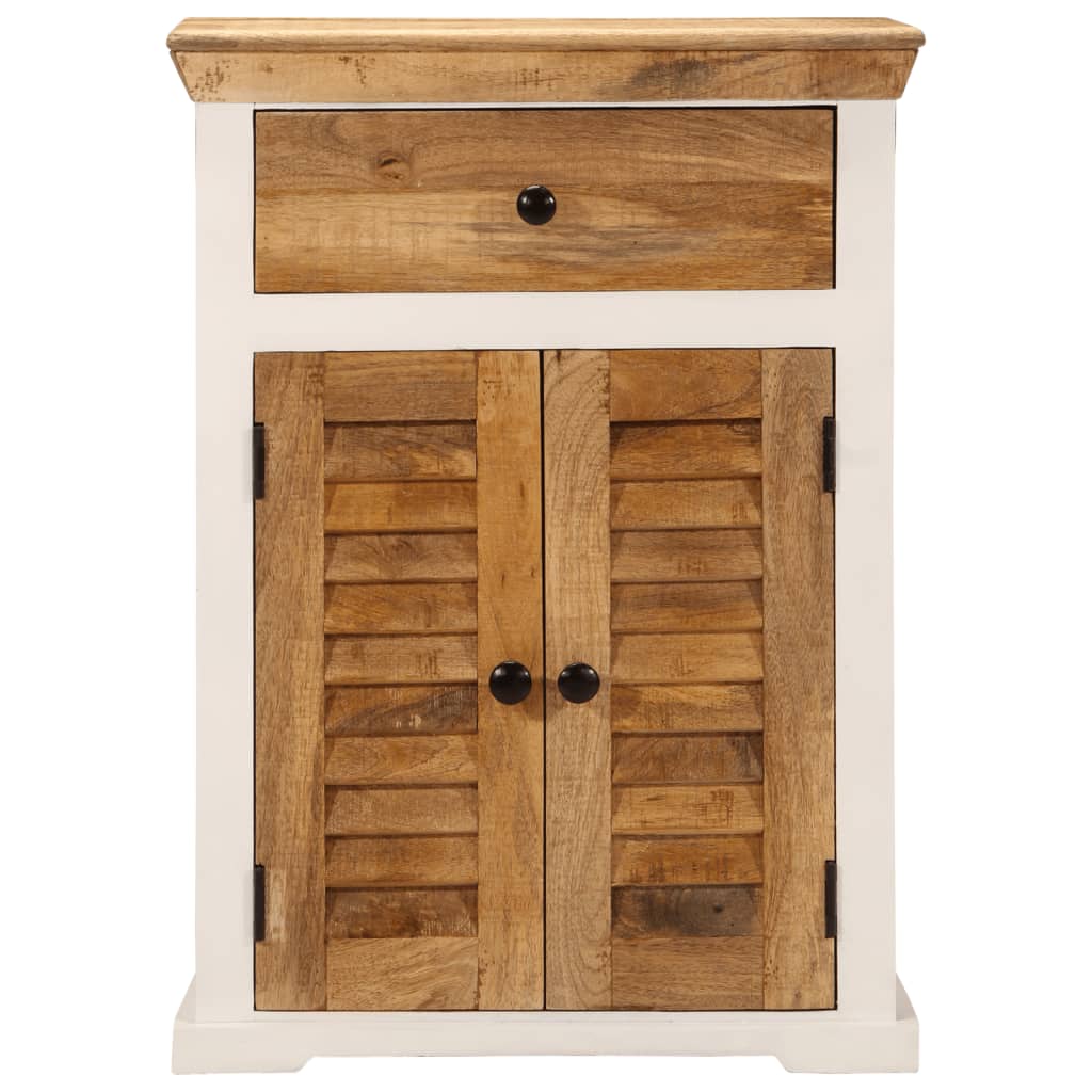skænk 55x30x73 cm massivt ru mangotræ hvid og brun