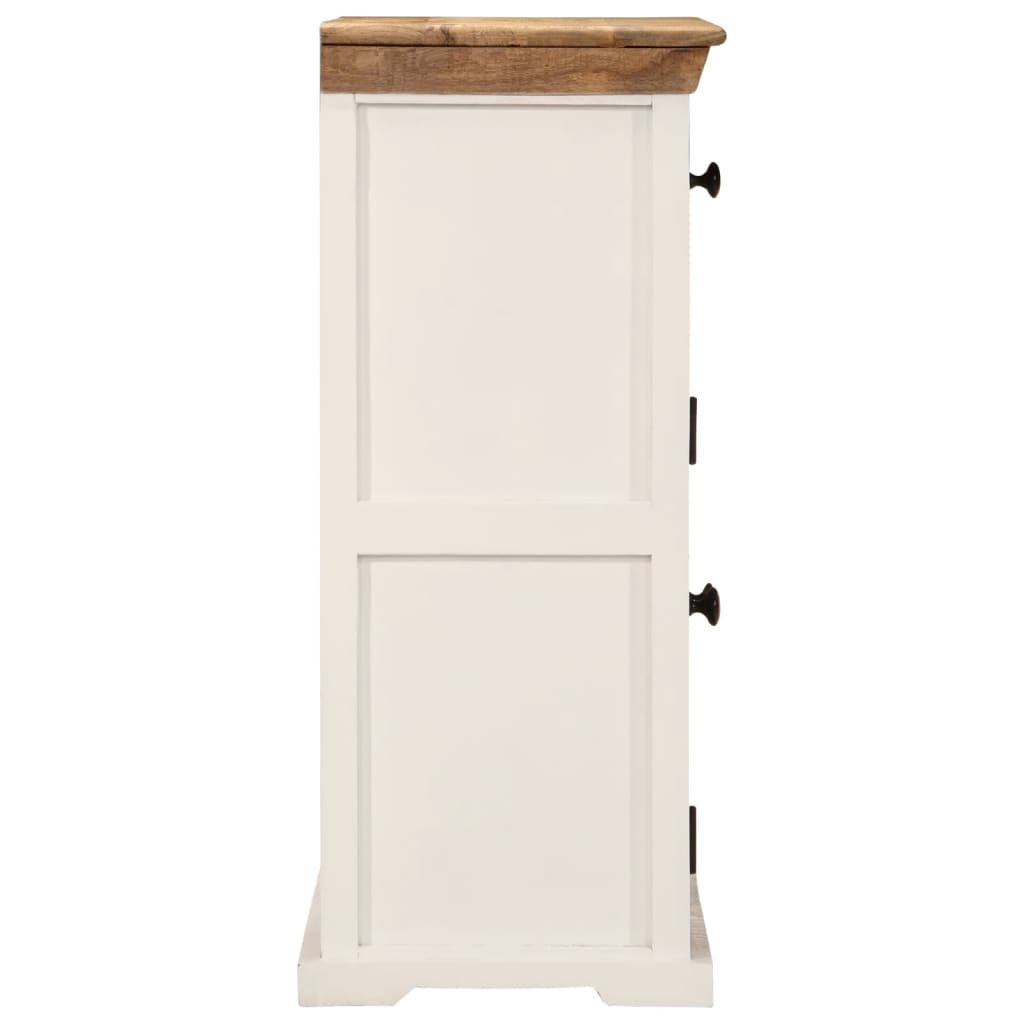 skænk 55x30x73 cm massivt ru mangotræ hvid og brun