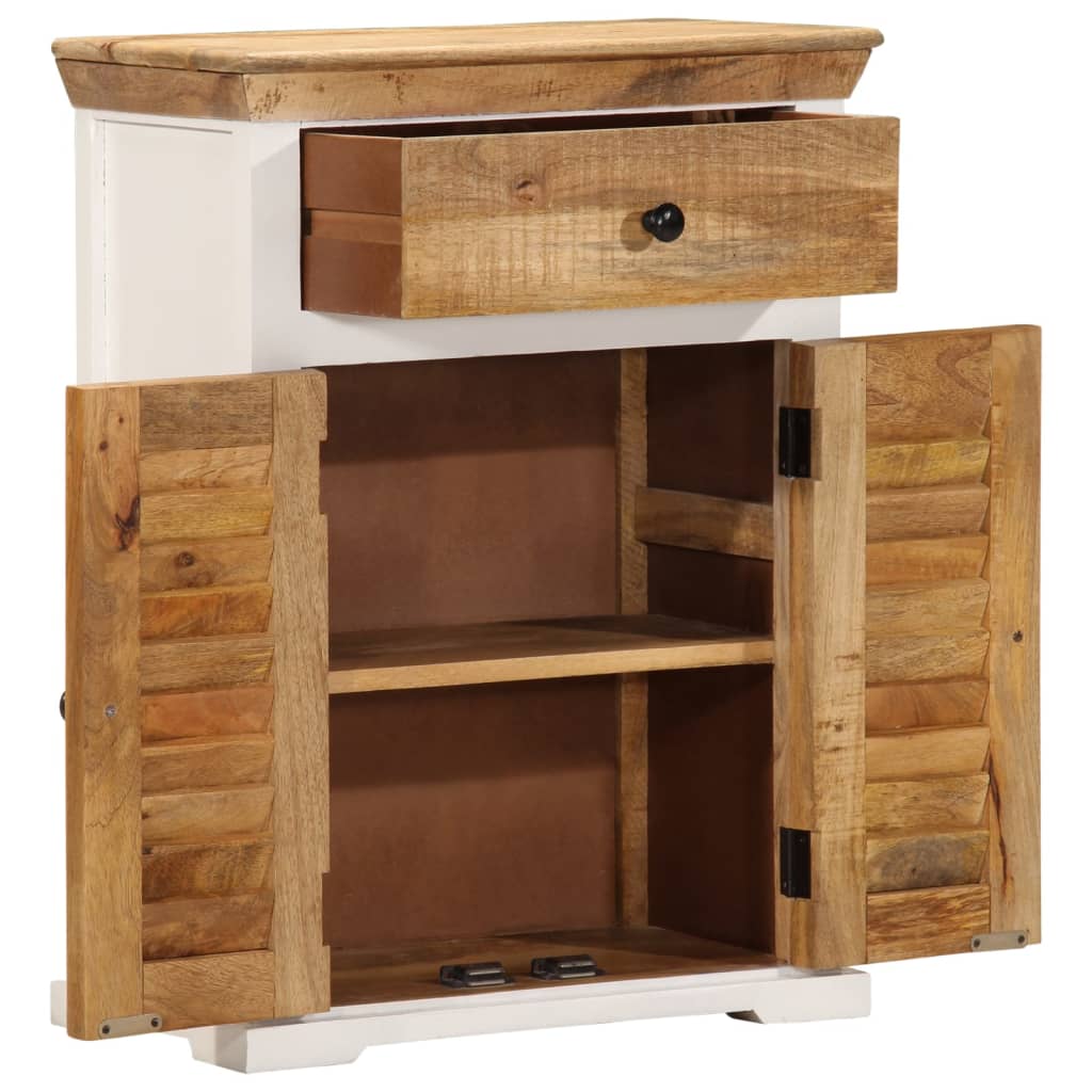 skænk 55x30x73 cm massivt ru mangotræ hvid og brun