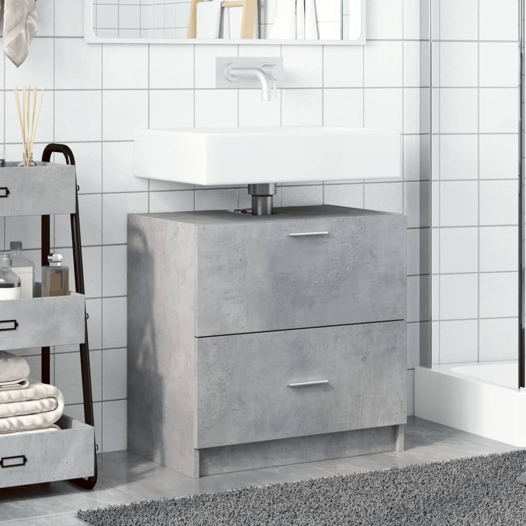 Kommod för tvättställ 59x37x59 cm parkett betong grå