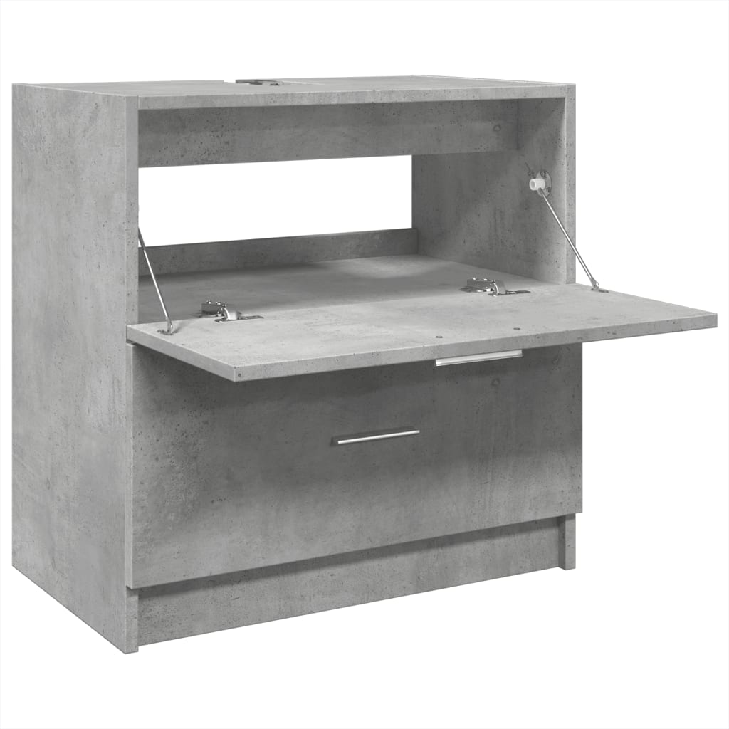 Kommod för tvättställ 59x37x59 cm parkett betong grå