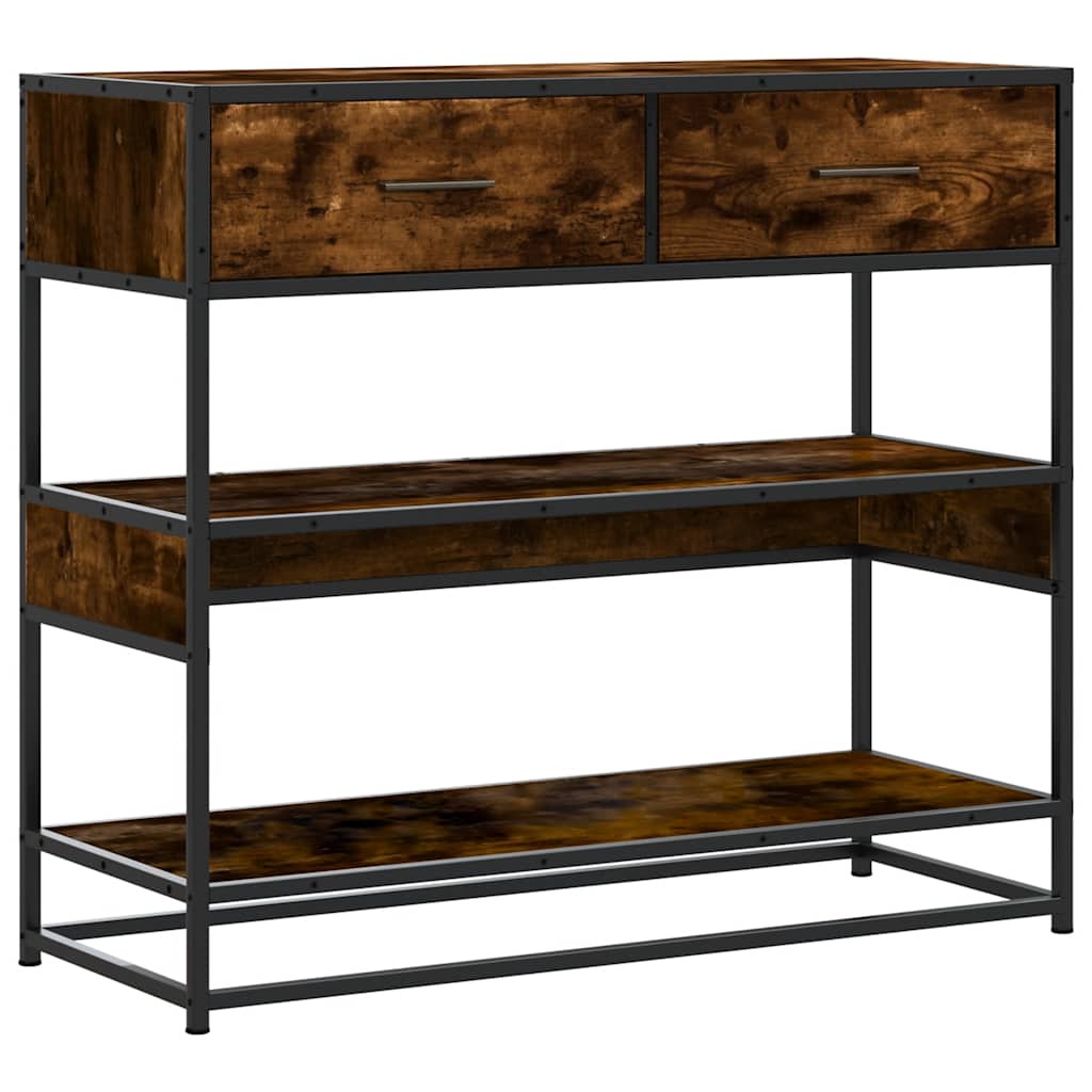 konsolbord 90x35x80 cm konstrueret træ røget egetræsfarve