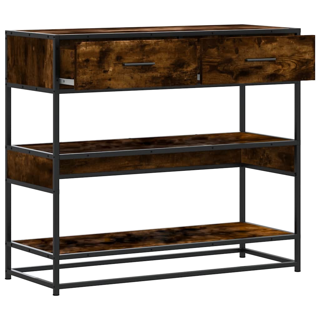 konsolbord 90x35x80 cm konstrueret træ røget egetræsfarve