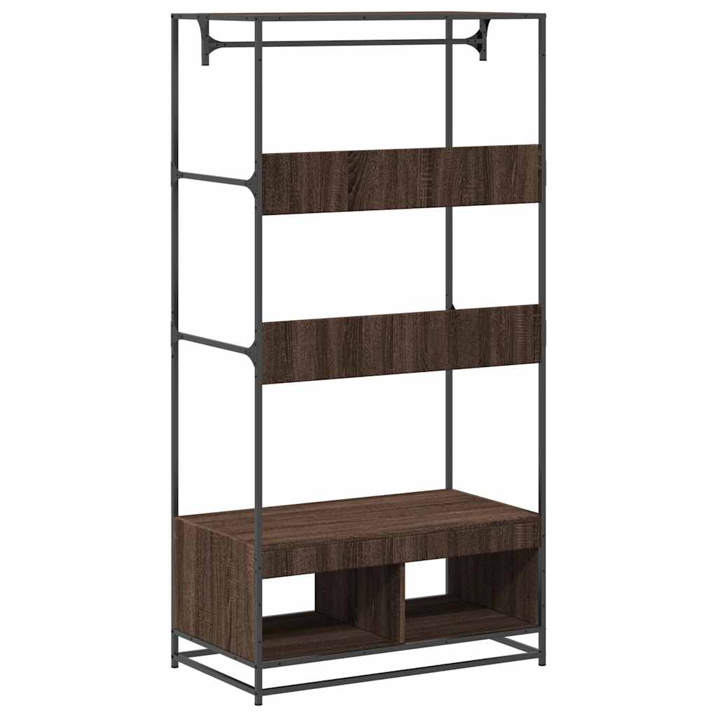 klædeskab 90x50x180 cm konstrueret træ brun egetræsfarve