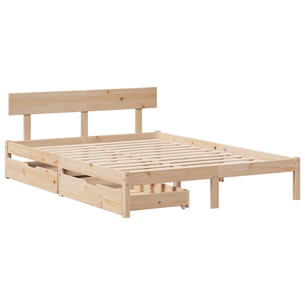sengeramme uden madras 135x190 cm massivt fyrretræ hvid