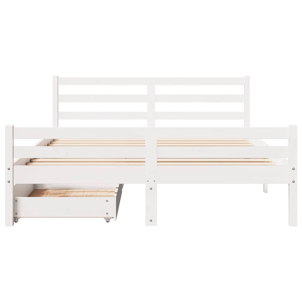 sengeramme uden madras 135x190 cm massivt fyrretræ hvid