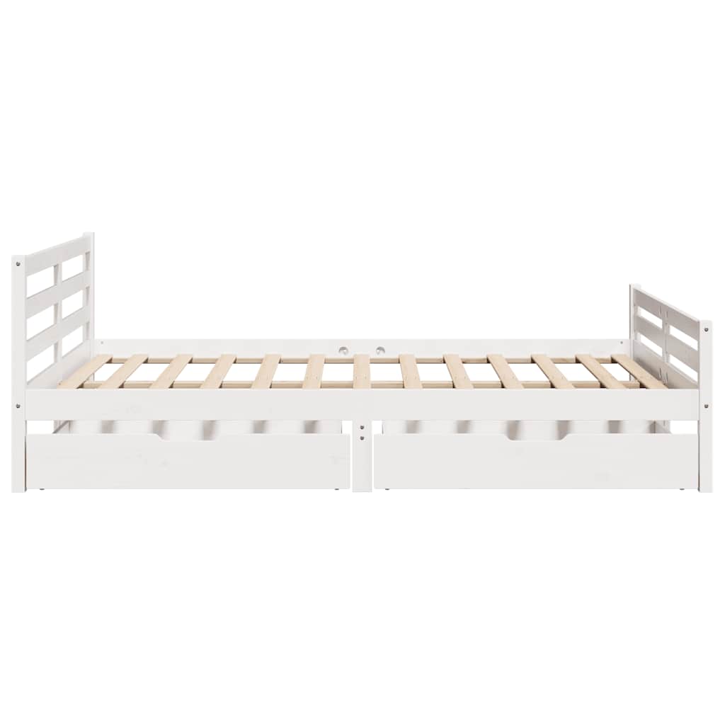 sengeramme uden madras 135x190 cm massivt fyrretræ hvid