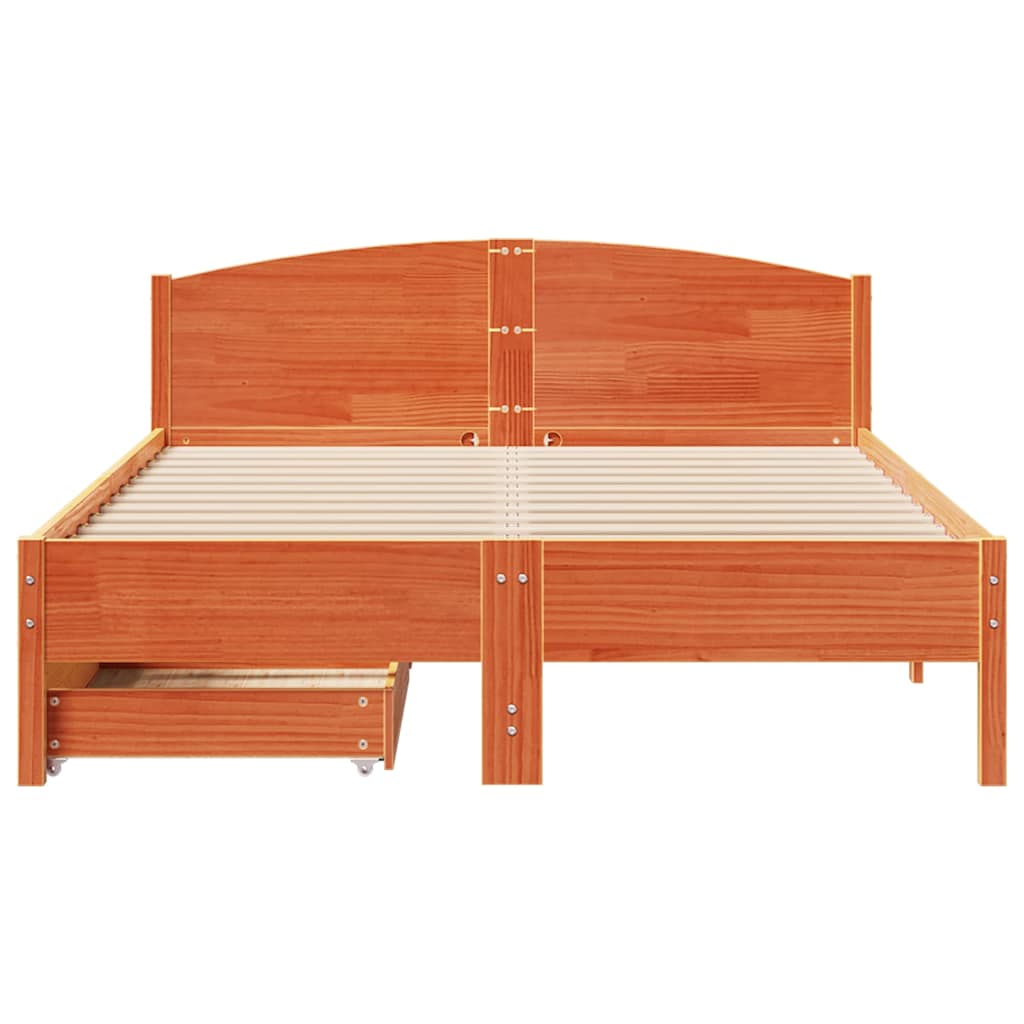 sengeramme uden madras 140x200 cm massivt fyr gyldenbrun