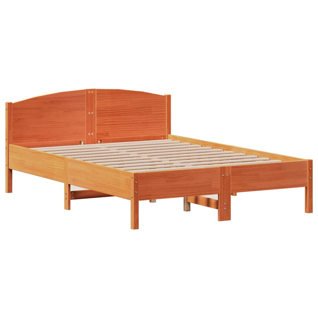 sengeramme uden madras 140x200 cm massivt fyr gyldenbrun