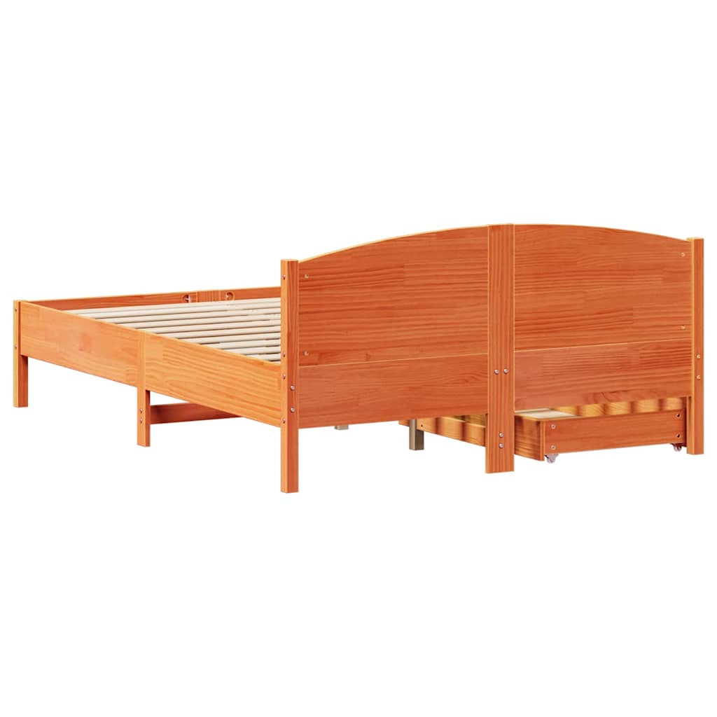 sengeramme uden madras 140x200 cm massivt fyr gyldenbrun