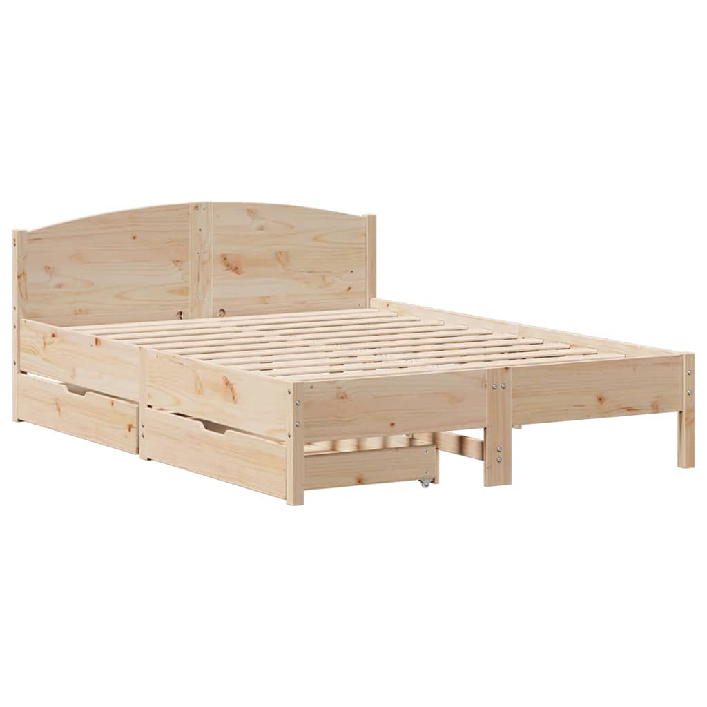 sengeramme uden madras 135x190 cm massivt fyrretræ hvid