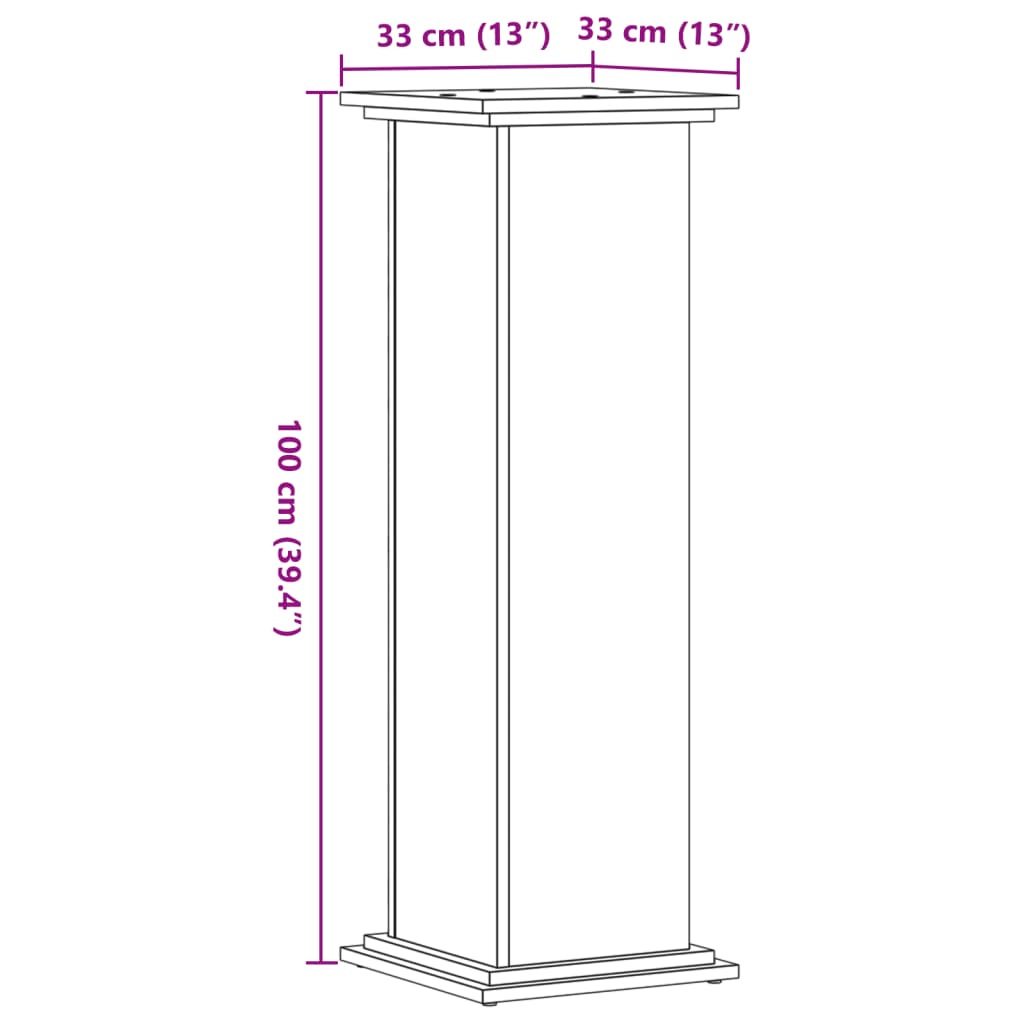 plantestativ 33x33x100 cm konstrueret træ gammelt trælook