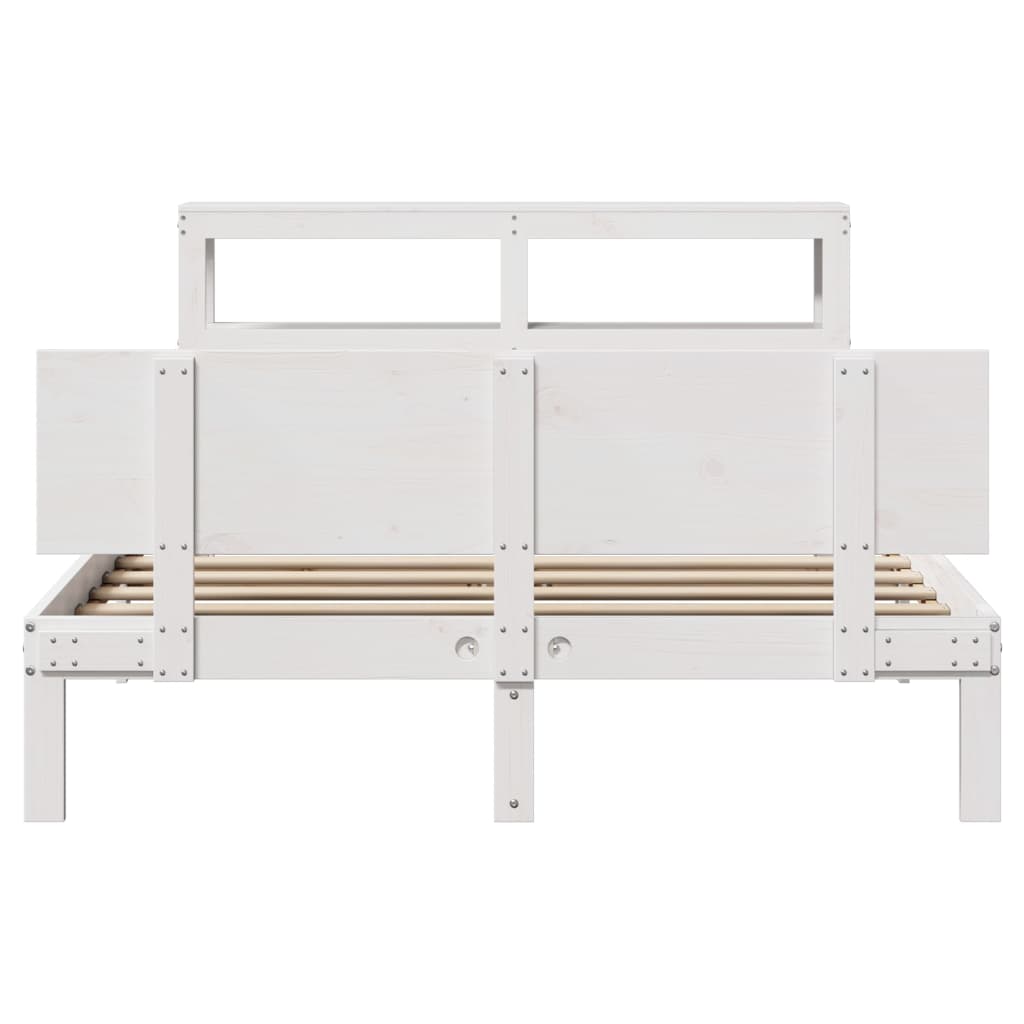 sengeramme med sengegavl 150x200 cm massivt fyrretræ hvid