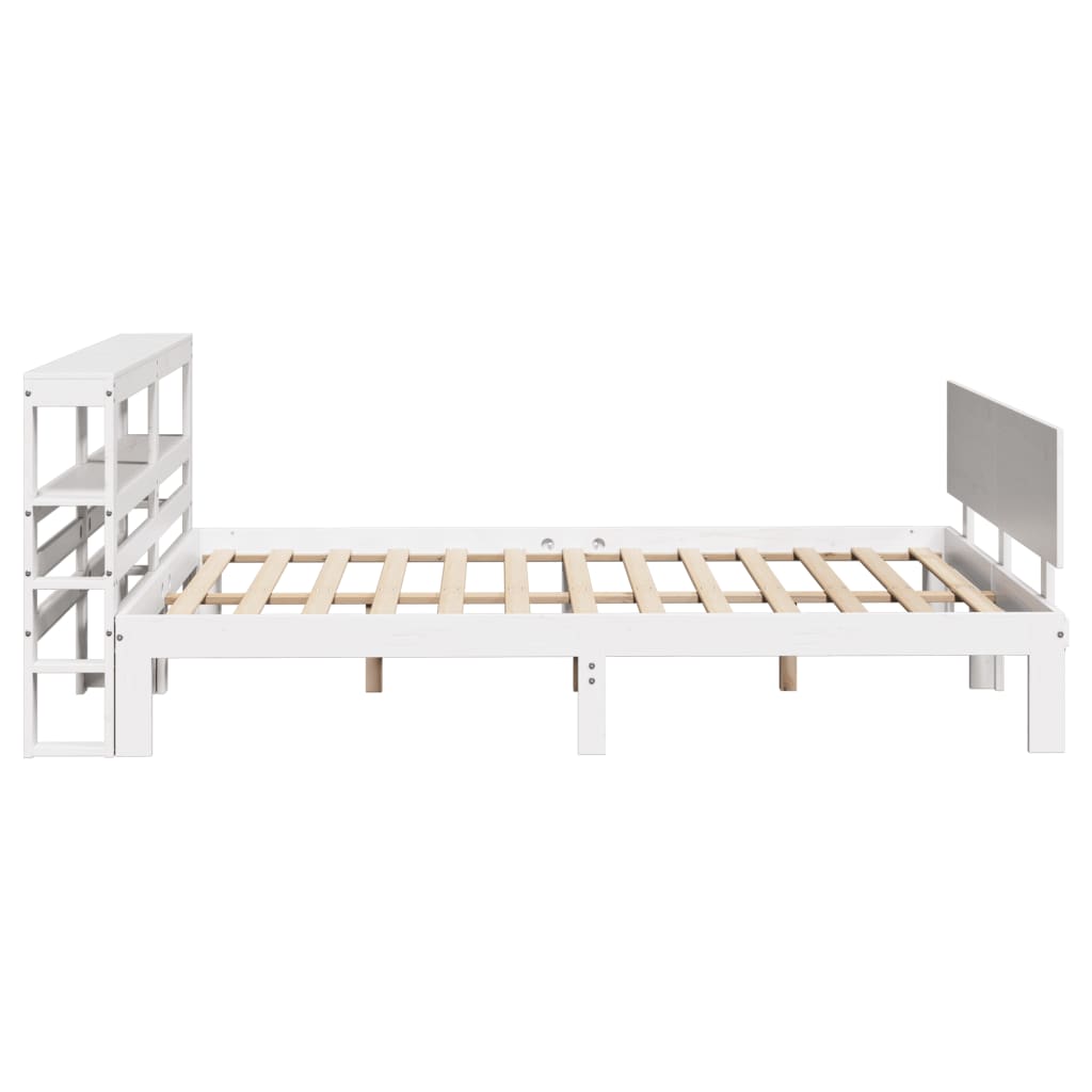 sengeramme med sengegavl 150x200 cm massivt fyrretræ hvid