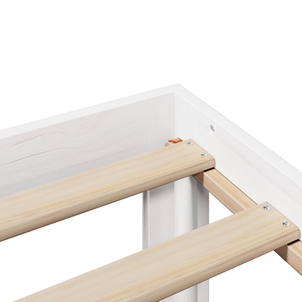 sengeramme med sengegavl 150x200 cm massivt fyrretræ hvid