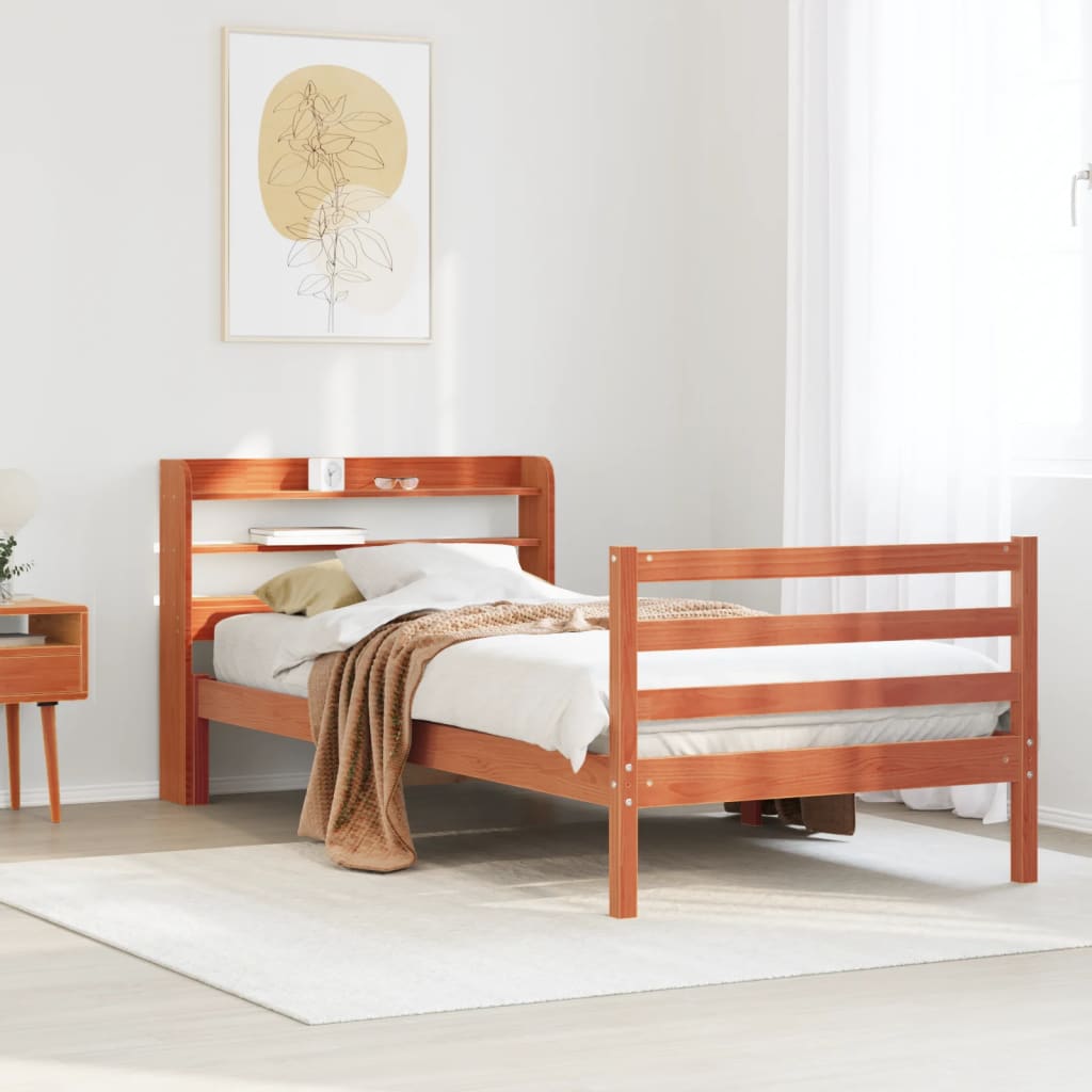 sengeramme uden madras 100x200 cm massivt fyrretræ gyldenbrun
