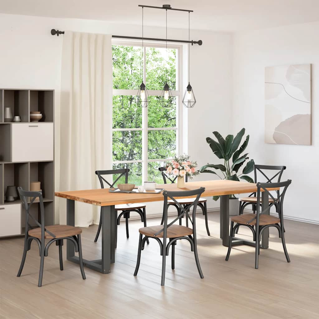Spisebordsben T-formet 2 stk 70x35x(72-73) cm stål antracitgrå