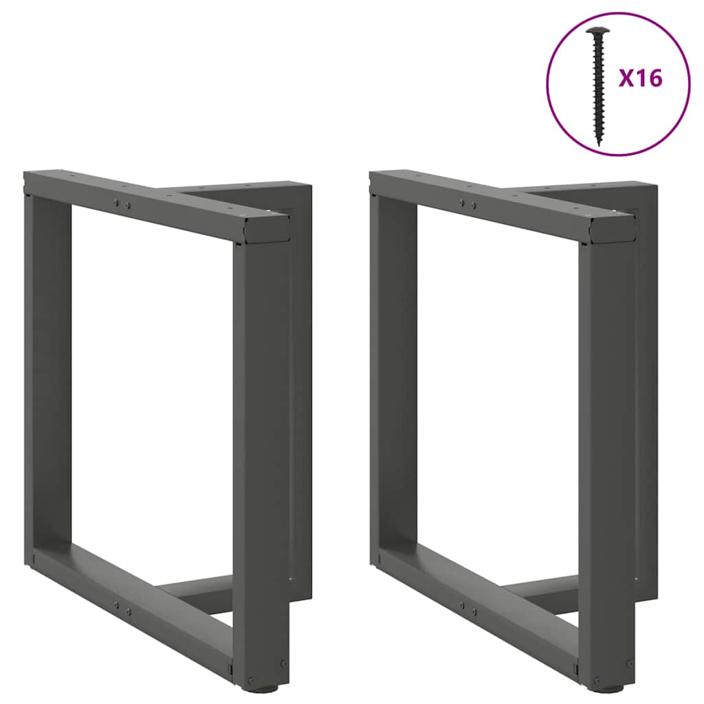 Spisebordsben T-formet 2 stk 70x35x(72-73) cm stål antracitgrå
