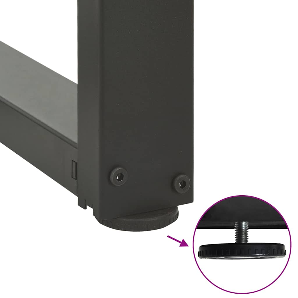 Spisebordsben T-formet 2 stk 70x35x(72-73) cm stål antracitgrå