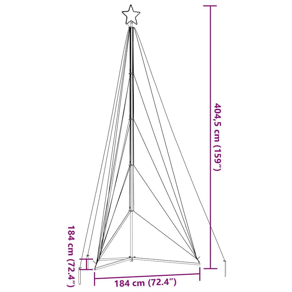 LED-juletræ 615 LED'er 404,5 cm varmt hvidt lys
