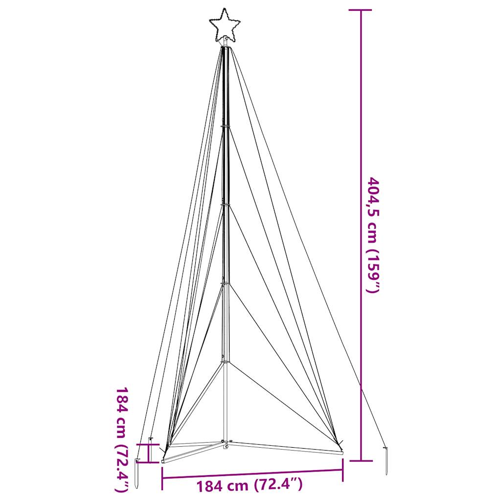 LED-juletræ 615 LED'er 404,5 cm blåt lys