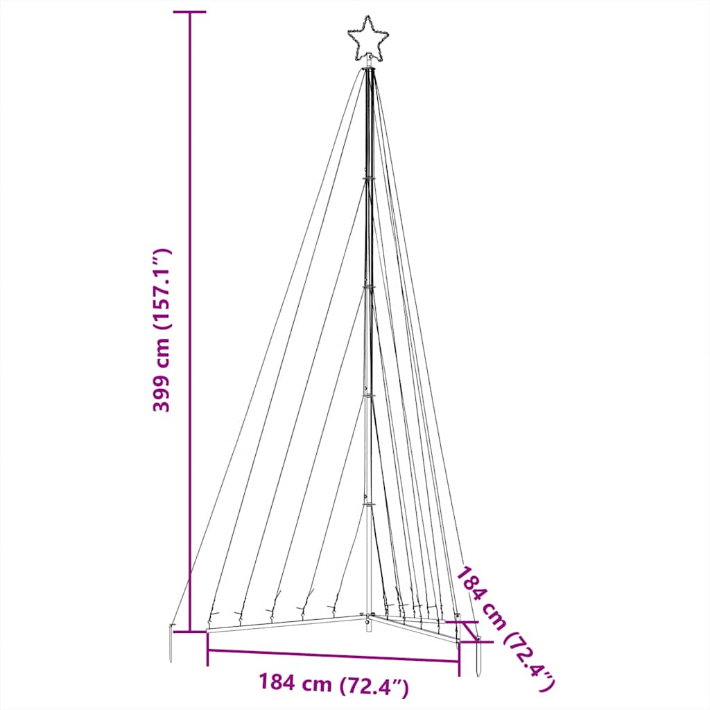 LED-juletræ 570 LED'er 399 cm blåt lys